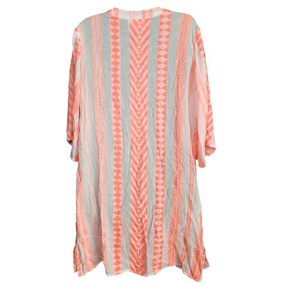 NWT | White Neon Swim Coverup Goa‎ Beachwear Kaftan Boho Tribal Pattern sz S - Picture 3 of 5